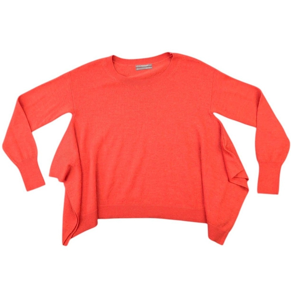 Anthropologie Merino Wool Sweater Orange Draped Asymmetric Hem Small‎ OB988403